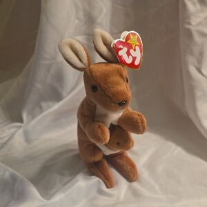 Ty Brown and Cream Kangaroo Plush with Joey